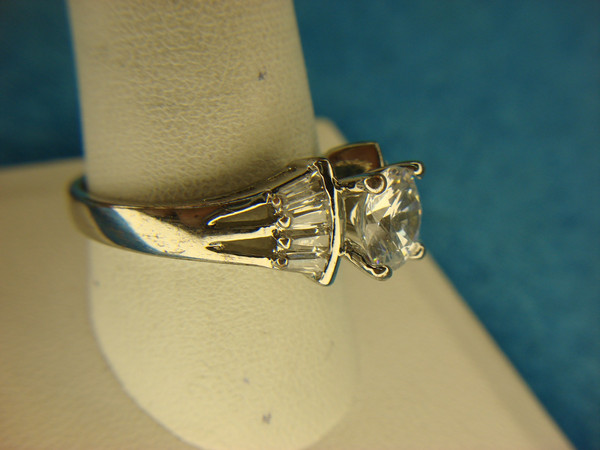 Sparkling 8mm Faux Diamond Bling Ring with Baguettes - Size 10 3/4