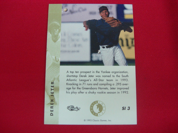 Derek Jeter 1993 Classic Images Sudden Impact Gold Foil #SI 3 Baseball Card - Excellent Condition