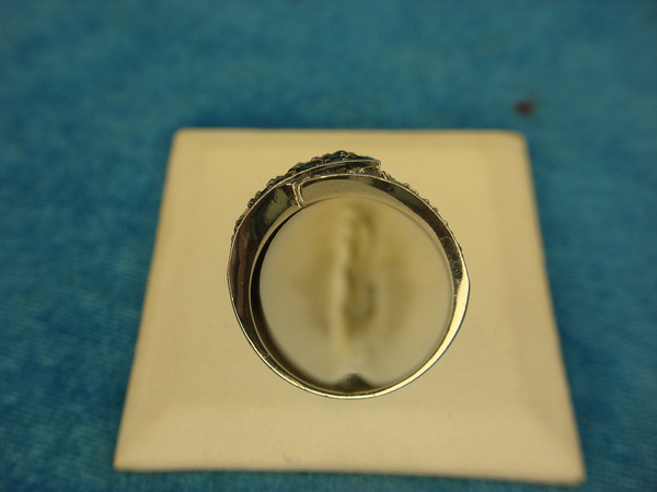 Premier Design Silver-Tone Sparkling Black & White Stone Ring (Size 8)