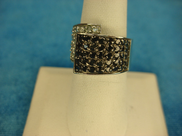 Premier Design Silver-Tone Sparkling Black & White Stone Ring (Size 8)