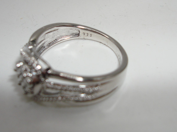 Vintage JWBR Sterling Silver & Diamond Renaissance Ring (Size 6.5)