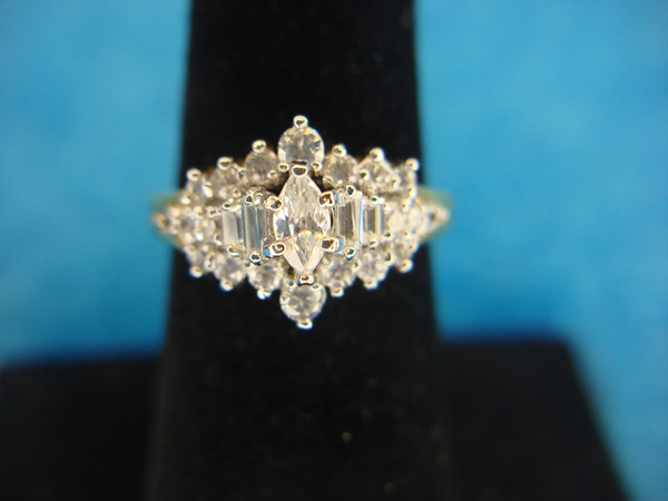 Gold Vermeil Cocktail Ring with Diamonds | Sterling Silver, Size 7