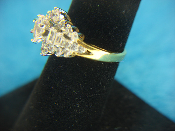 Gold Vermeil Cocktail Ring with Diamonds | Sterling Silver, Size 7