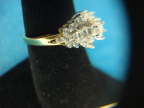 Gold Vermeil Cocktail Ring with Diamonds | Sterling Silver, Size 7