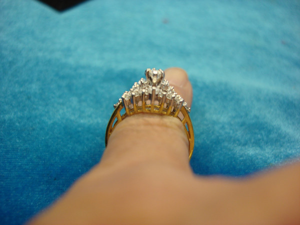 Gold Vermeil Cocktail Ring with Diamonds | Sterling Silver, Size 7