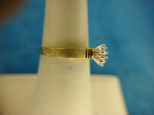 Sterling Silver & Gold Vermeil Ring with 3 Brilliant Diamonds - Size 7