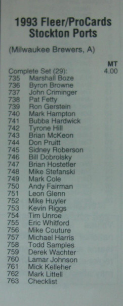 1993 Stockton Ports ProCards MLB Team Set (Milwaukee Brewers Affiliate) - Factory Sealed