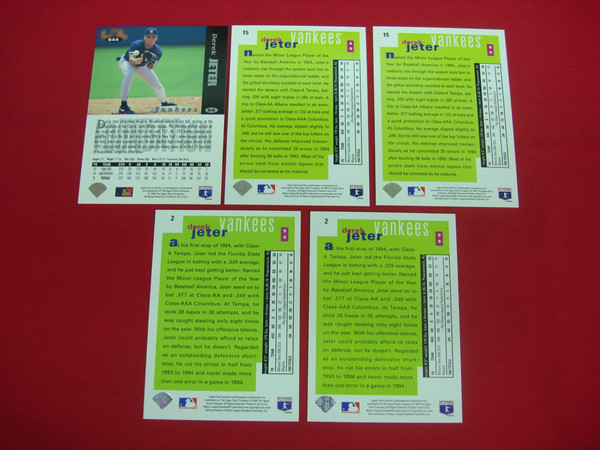 Derek Jeter 1994-95 Upper Deck Collector's Choice & Parallels (5 Card Lot) - Rare Baseball Cards