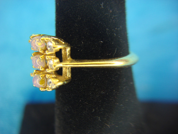 Avon Gold Tone Ring with Faux Opals & Rhinestones - Size 5 1/2