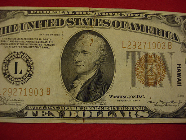 1934A 'HAWAII' $10 Federal Reserve Note - WWII Pacific Theater Currency - Uncommon Find