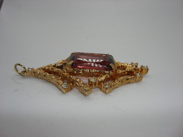 Vintage Sarah Coventry Amethyst Rhinestone Pendant (1960s) - Rare Find!