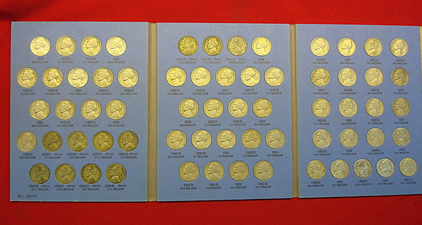Complete Circulated Jefferson Nickel Set (1938-1961) P-D-S Mintmarks - 65 Coins with Wartime Silver