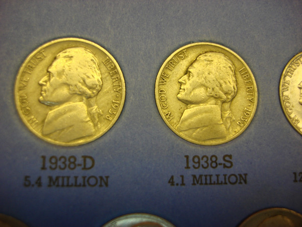 Complete Circulated Jefferson Nickel Set (1938-1961) P-D-S Mintmarks - 65 Coins with Wartime Silver