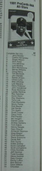 1991 ProCards Triple A All-Star Game MLB Minor League Baseball Set - Williams, Martinez, Vaughn & More!