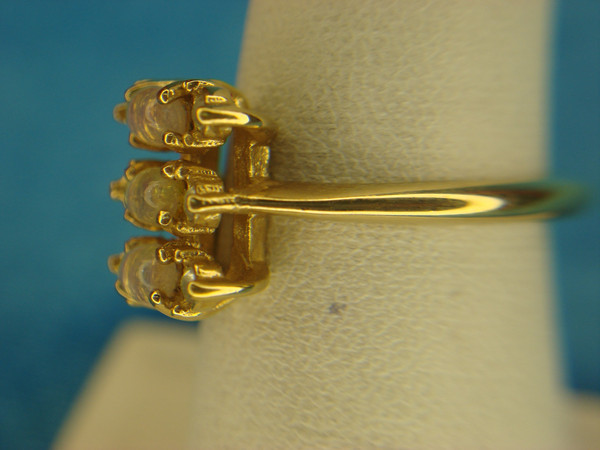 Avon Gold Tone Ring with Faux Opals & Cubic Zirconia - Size 6 3/4