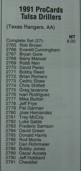 1991 Tulsa Drillers ProCards Team Set - Ivan Rodriguez Rookie Card, Sealed