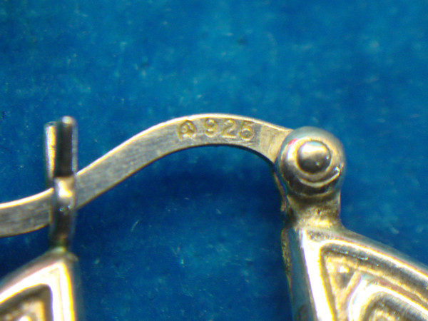 Sterling Silver Greek Key Puffy Earrings - Pre-Owned, Excellent Condition
