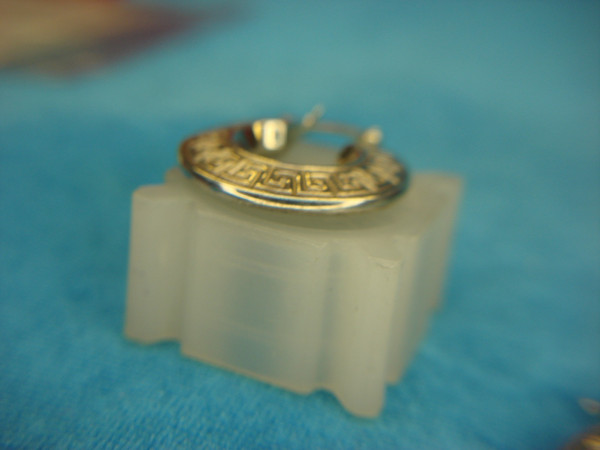 Sterling Silver Greek Key Puffy Earrings - Pre-Owned, Excellent Condition