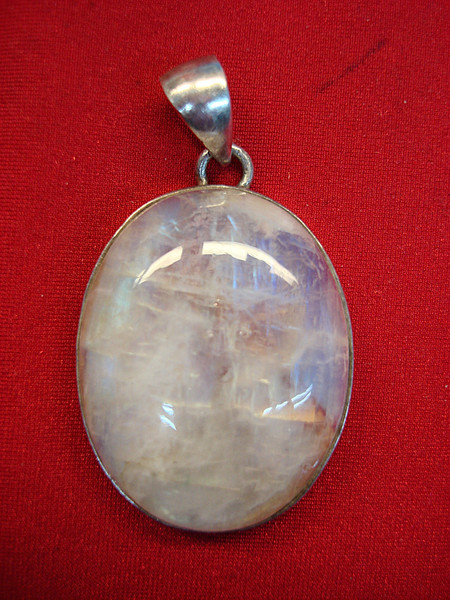 Large Sterling Silver Moonstone Pendant - Boho Elegance, Pre-Owned