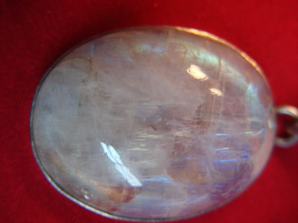 Large Sterling Silver Moonstone Pendant - Boho Elegance, Pre-Owned