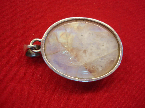 Large Sterling Silver Moonstone Pendant - Boho Elegance, Pre-Owned