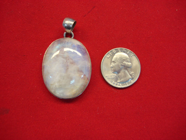 Large Sterling Silver Moonstone Pendant - Boho Elegance, Pre-Owned