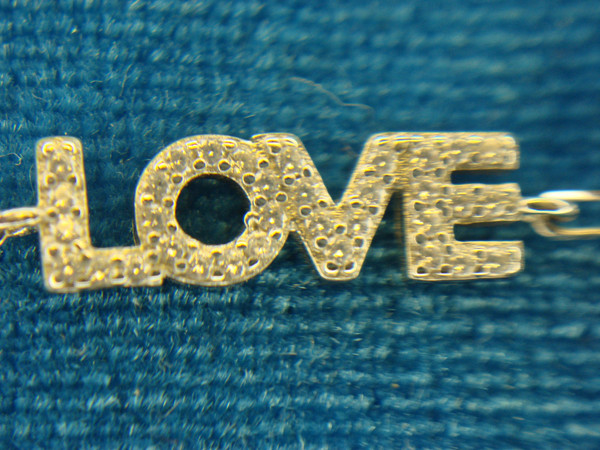 Sterling Silver 'LOVE' Anklet with Diamonds - Adjustable 9-10 Inches