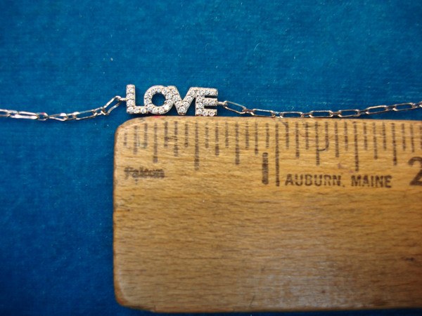 Sterling Silver 'LOVE' Anklet with Diamonds - Adjustable 9-10 Inches