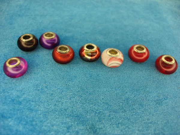 Authentic Murano Glass Charm Beads (8 PC Lot) w/ Sterling Silver Cores - Elegant Bracelet Making