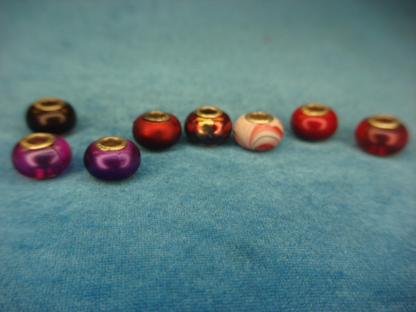 Authentic Murano Glass Charm Beads (8 PC Lot) w/ Sterling Silver Cores - Elegant Bracelet Making