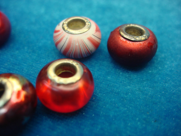 Authentic Murano Glass Charm Beads (8 PC Lot) w/ Sterling Silver Cores - Elegant Bracelet Making