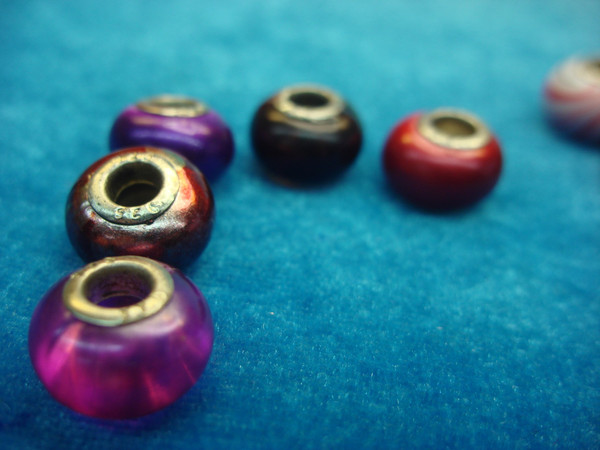 Authentic Murano Glass Charm Beads (8 PC Lot) w/ Sterling Silver Cores - Elegant Bracelet Making