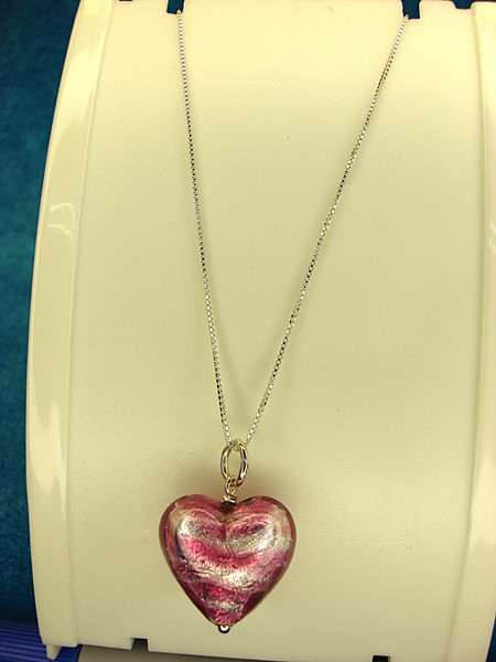Murano Glass Heart Pendant in Sterling Silver - Vibrant Colors & Statement Piece
