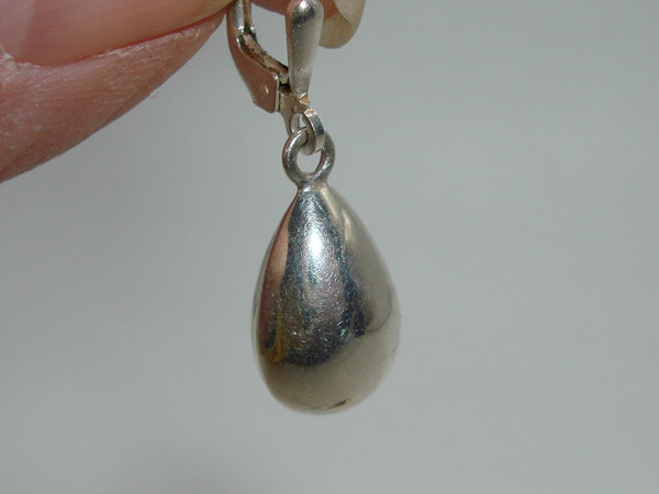 Elegant Sterling Silver Puffy Teardrop Dangle Earrings (925) - 1.25 Inch