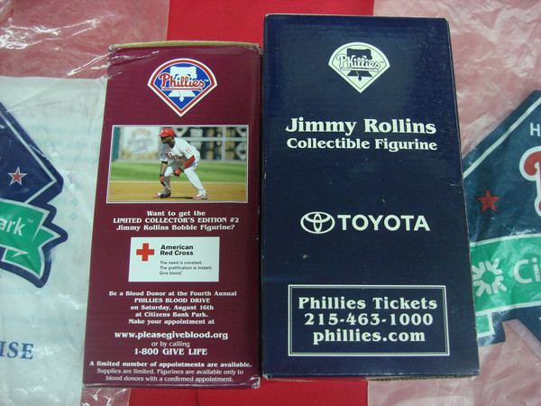 Jimmy Rollins Phillies MVP Bobbleheads (2005 & 2007) - Limited Edition Lot of 2 + Bags