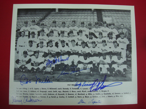 1957 Philadelphia Phillies Autographed Photo (8x10) -  Vintage Baseball Memorabilia