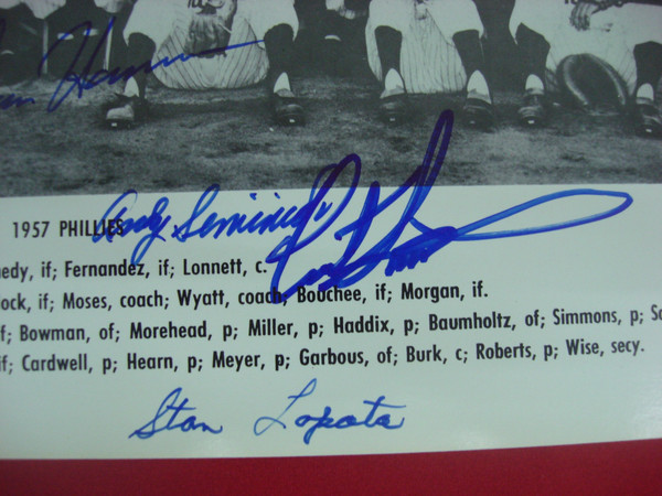 1957 Philadelphia Phillies Autographed Photo (8x10) -  Vintage Baseball Memorabilia
