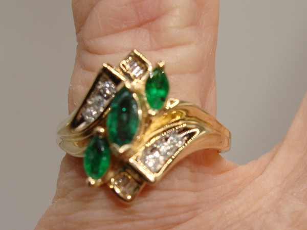 14K Solid Gold Garnet & Diamond Bypass Ring (Size 7) - Vintage Sparkle