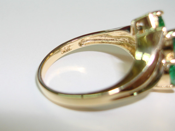 14K Solid Gold Garnet & Diamond Bypass Ring (Size 7) - Vintage Sparkle