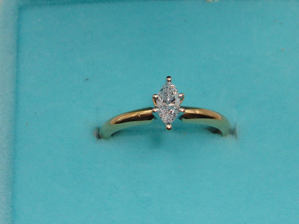 ✨ Dazzling 14K Gold Marquise Diamond Engagement Ring (Size 5, 1/4ct) ✨