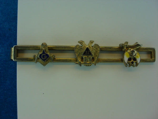 Vintage Masonic Tie Clip - 3 Branches Enamel Freemasons Shriners Gift