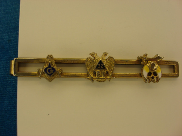 Vintage Masonic Tie Clip - 3 Branches Enamel Freemasons Shriners Gift