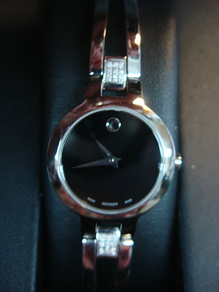 Pre-Owned Movado Amorosa Diamond Watch - Museum Dial, Stainless Steel & Bracelet (18 Diamonds)