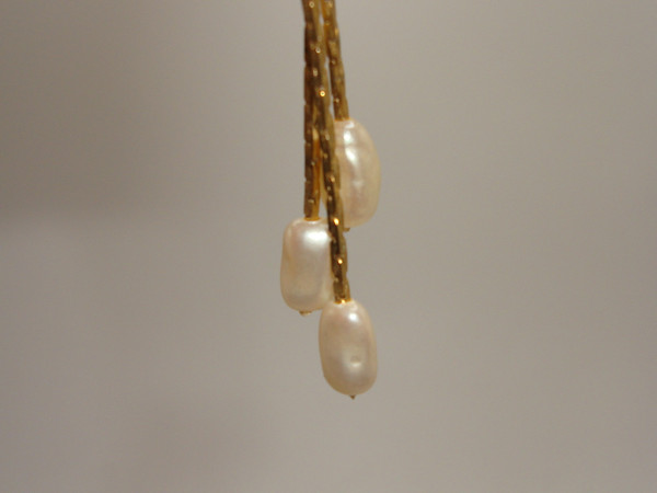 Gold Tone Freshwater Pearl Dangle Earrings | Vintage Chic Everyday Style