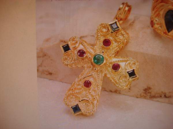 Stunning 18K Gold Reversible Cross with Diamonds & Gemstones (Greece) - $5489