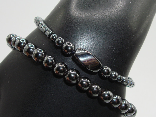 Vintage Hematite Bracelets Set (2) - 6 1/4