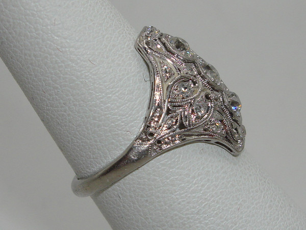Antique Art Deco Platinum Ring with 3/4 Carat Brilliant Diamonds - Size 6