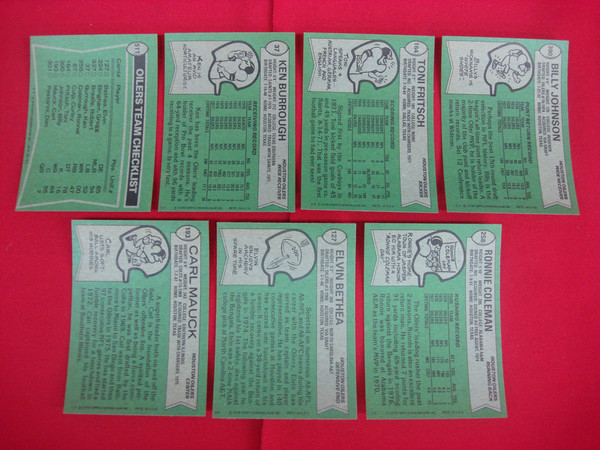 Vintage 1978 Topps Houston Oilers Football Card Lot (7 Cards, EX-MT+ Condition)