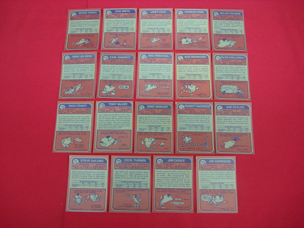 1973 Topps Chicago Bears Football Card Lot (19 Cards) - EX-MT Condition