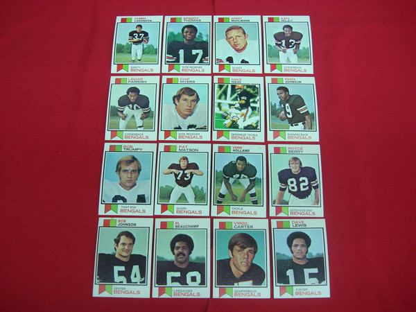 Vintage 1973 Topps Cincinnati Bengals Football Card Lot (16 Cards, EX-MT Condition)